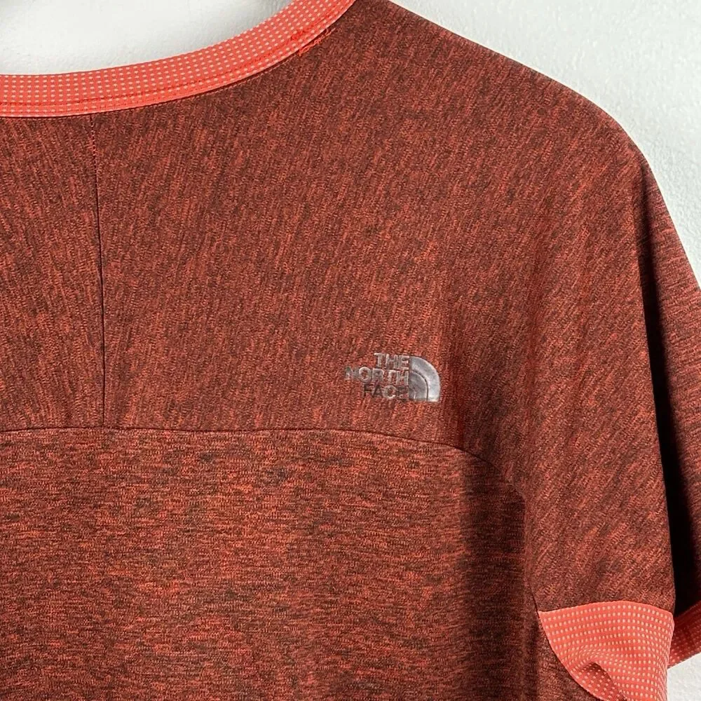 The North Face T-Shirt Mens Medium Flash Dry Red Orange Short Sleeve Band Light